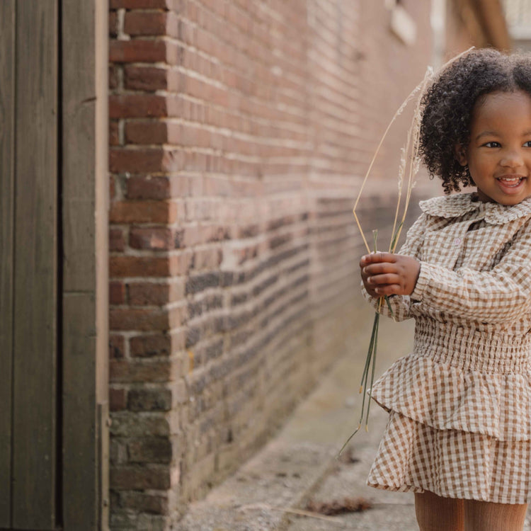 LITTLE DUTCH. Blouse Brown Check Girls