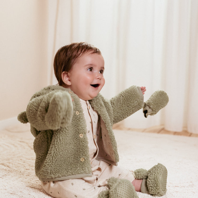 LITTLE DUTCH. Teddy cardigan Soft Green - 50/56