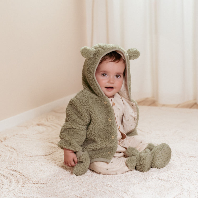 LITTLE DUTCH. Teddy cardigan Soft Green