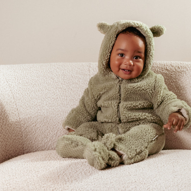 LITTLE DUTCH. Teddy one-piece suit Soft Green - 74/80