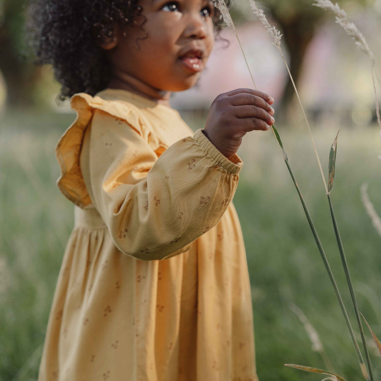 LITTLE DUTCH. Dress long sleeve Warm Yellow Blooming Flower - 92