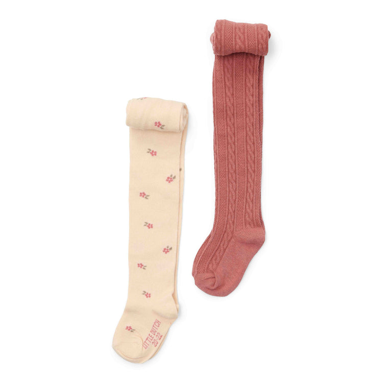 LITTLE DUTCH. Tights 2-pack Sand / Warm Rose