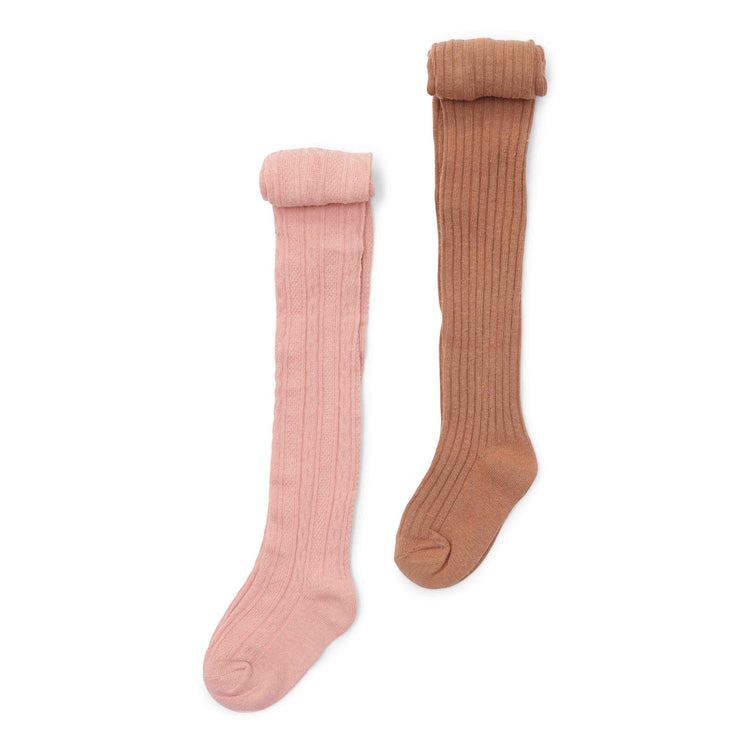 LITTLE DUTCH. Tights 2-pack Soft Rose / Brown