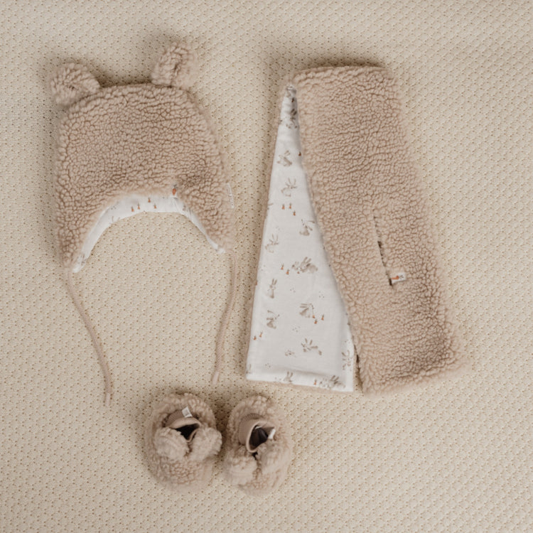 LITTLE DUTCH. Teddy mittens Sand - Size 2 (3-9 months)