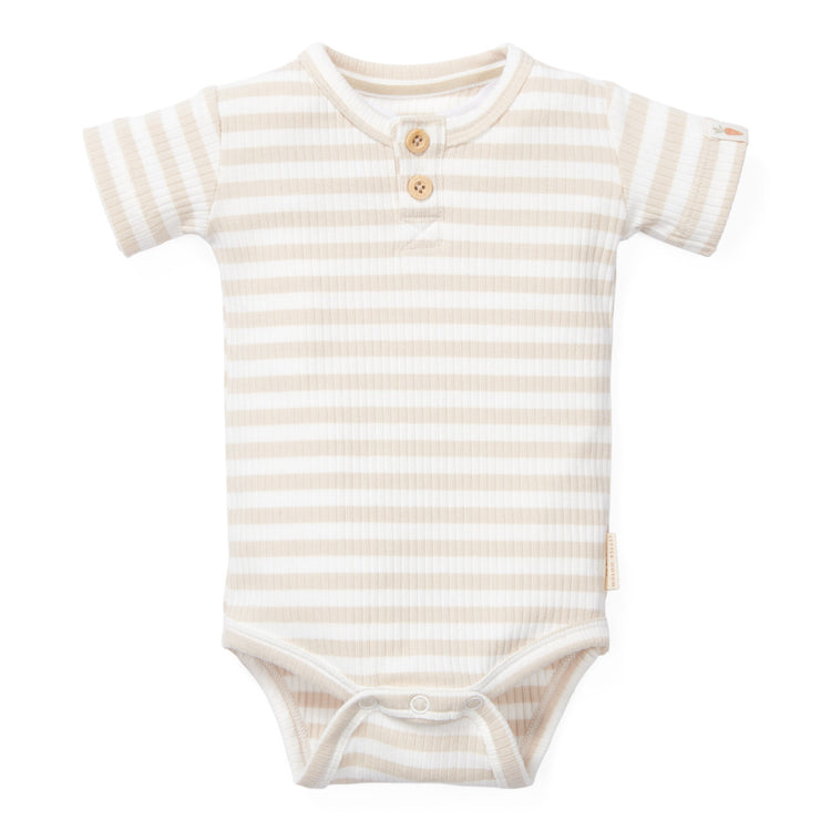 LITTLE DUTCH. Bodysuit short sleeves Stripe Sand/White