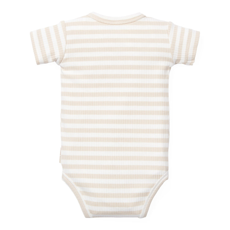 LITTLE DUTCH. Bodysuit short sleeves Stripe Sand/White