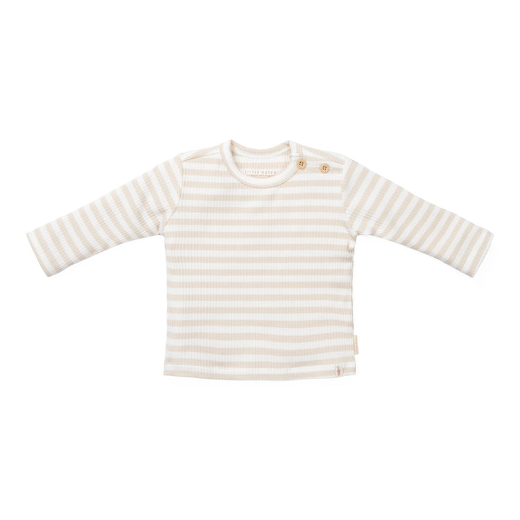 LITTLE DUTCH. Μπλουζάκι μακρυμάνικο Stripe Sand/White - Νο 50