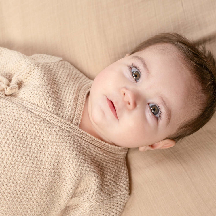 LITTLE DUTCH. Knitted one-piece wrap suit Sand - 74