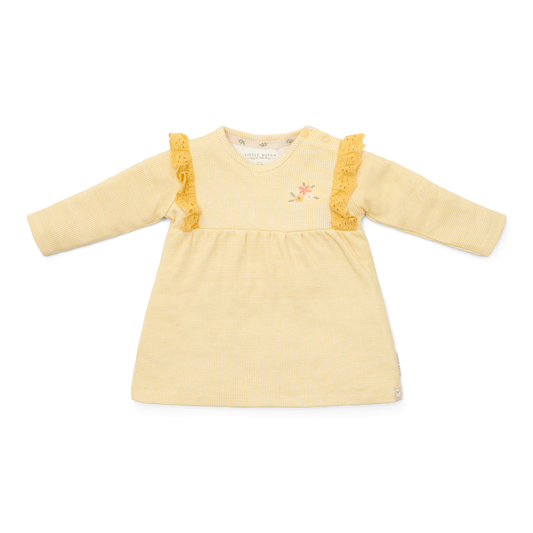 LITTLE DUTCH. Dress long sleeve Warm Yellow check - 56