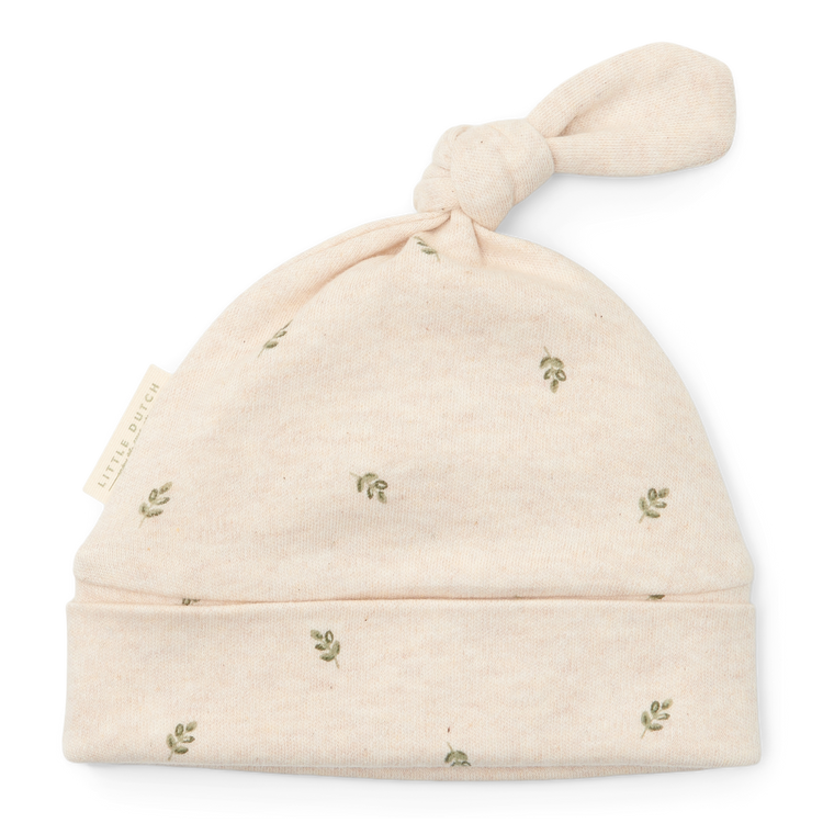 LITTLE DUTCH. Hat with button Green Leaves - Size 1 (0-3 months)