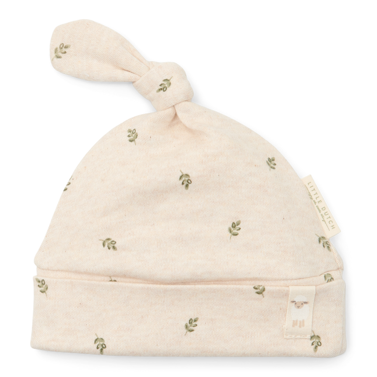 LITTLE DUTCH. Hat with button Green Leaves - Size 1 (0-3 months)