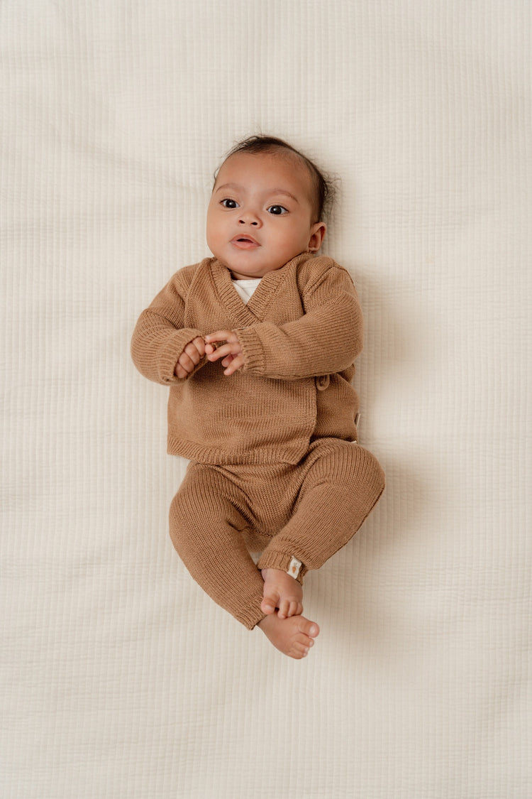 LITTLE DUTCH. Knitted cardigan wrap Brown - 68