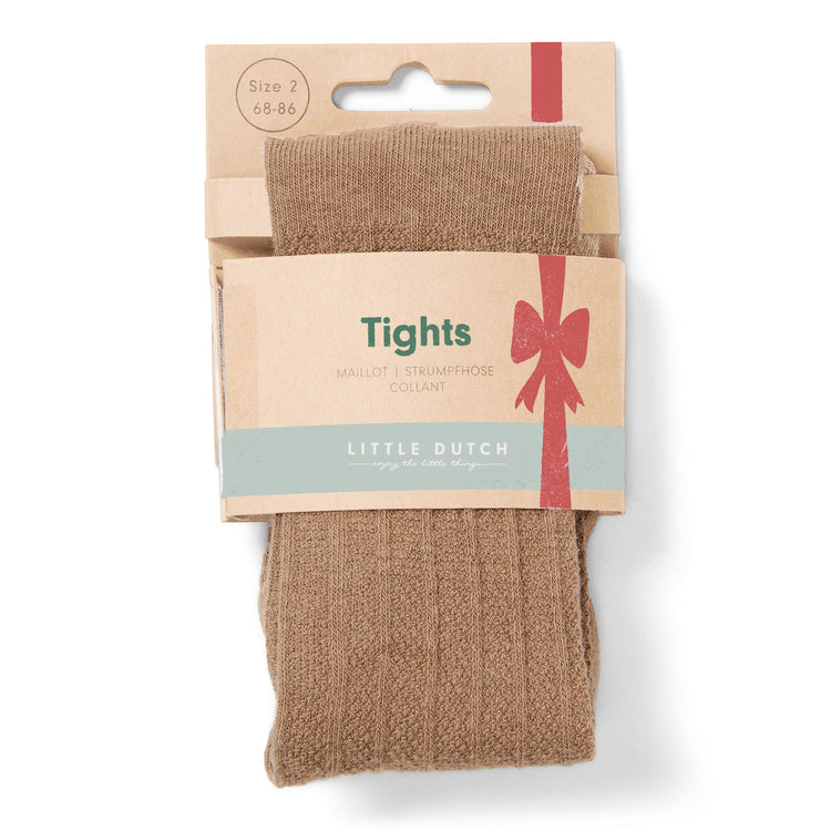 LITTLE DUTCH. Cable knit tights Brown - 98/104
