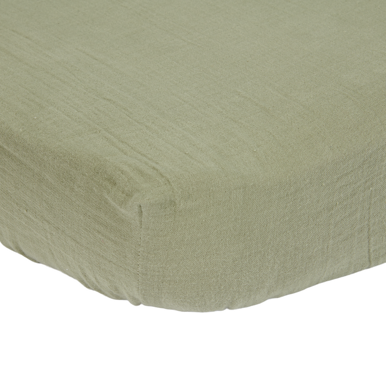 LITTLE DUTCH. Fitted cot sheet muslin Olive 60x120
