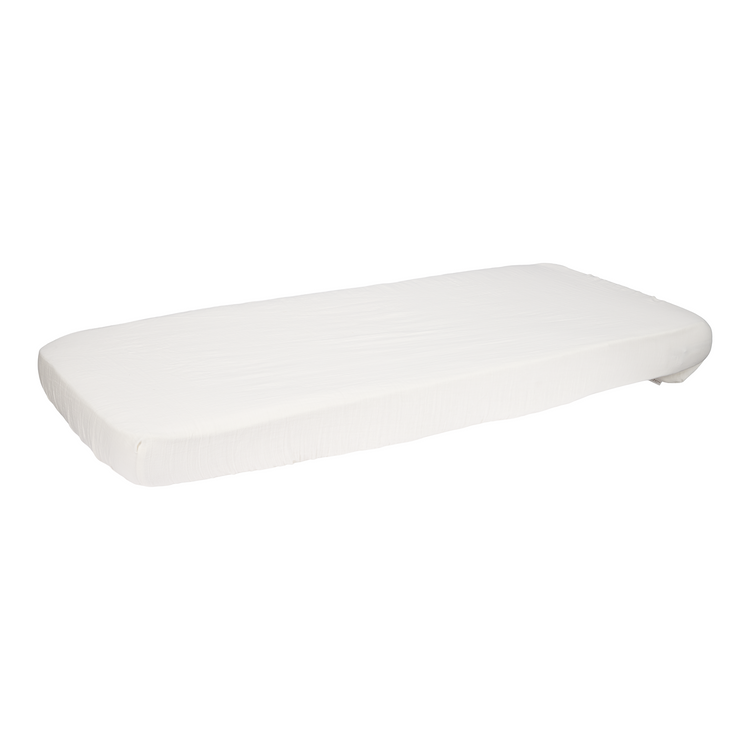 LITTLE DUTCH. Fitted bassinet sheet muslin Soft White 40x80