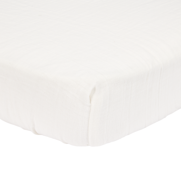 LITTLE DUTCH. Fitted bassinet sheet muslin Soft White 40x80