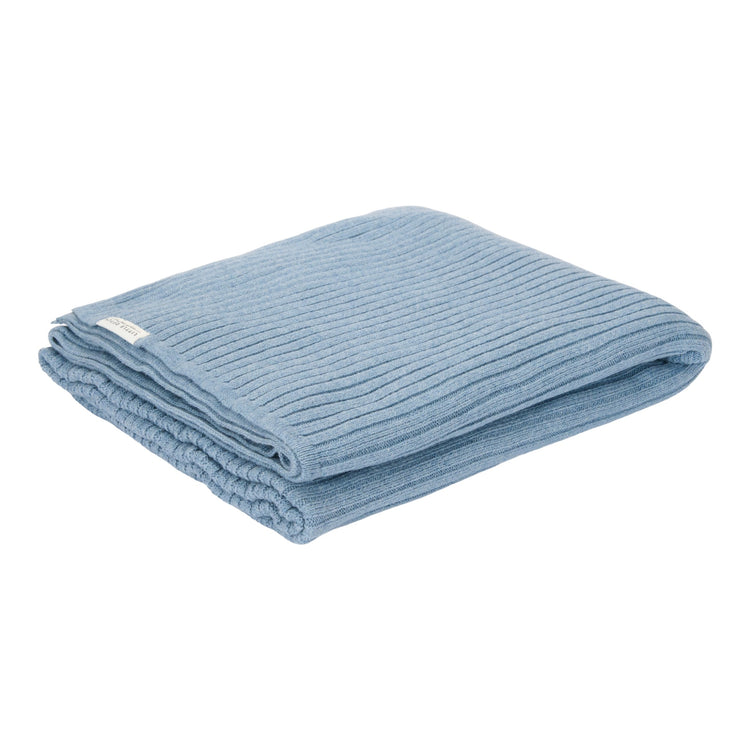 LITTLE DUTCH. Knitted bassinet blanket Pure Denim Blue