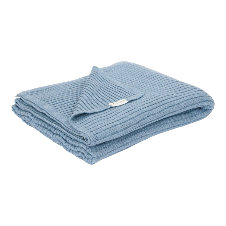 LITTLE DUTCH. Knitted bassinet blanket Pure Denim Blue