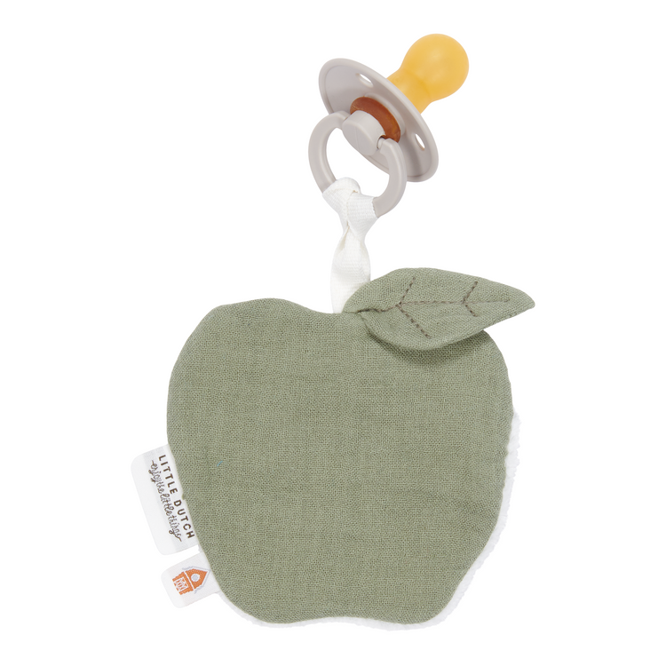 LITTLE DUTCH. Pacifier cloth muslin Apple Olive