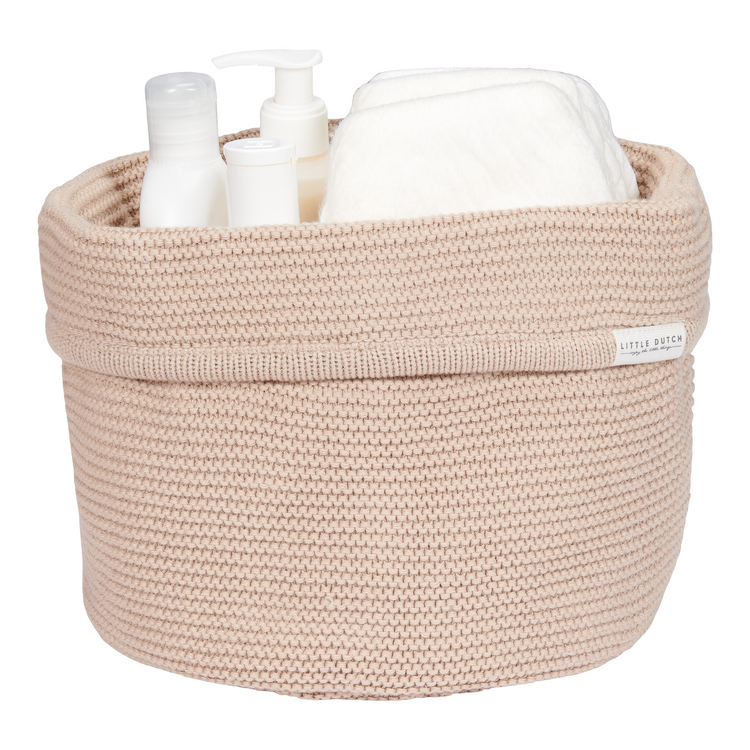 LITTLE DUTCH. Knitted storage basket round Beige