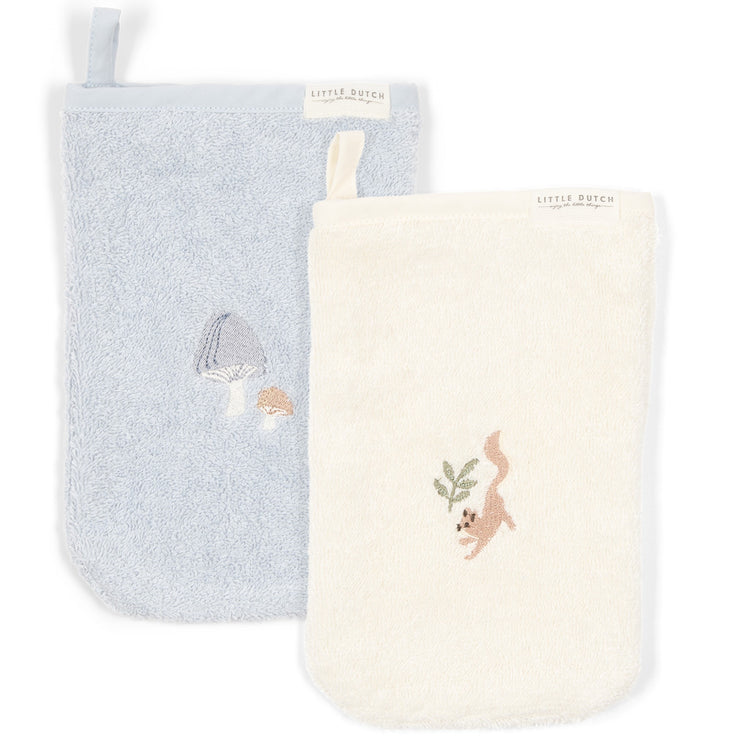 LITTLE DUTCH. Washcloths set embroidered Forest Friends