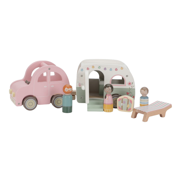 LITTLE DUTCH. Toy Car with caravan FSC