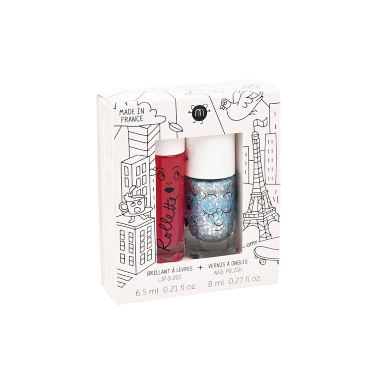 NAILMATIC. Σετ Lip gloss+βερνίκι νυχιών Magical Kid's Makeup (Βατόμουρο-Luna)