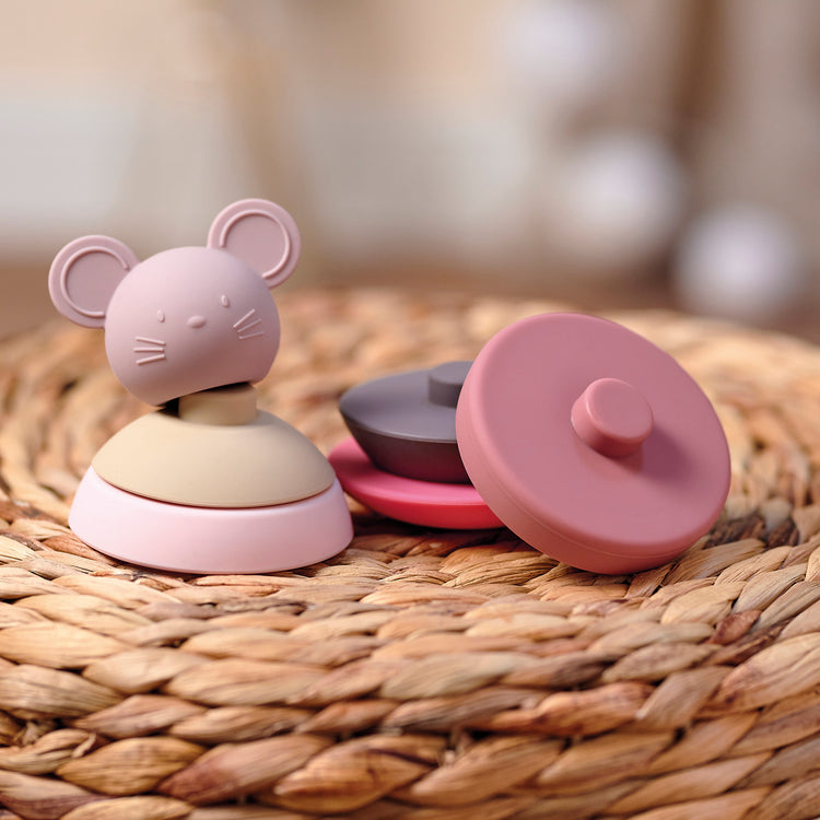 SILICON. Roly-poly toy mouse pink