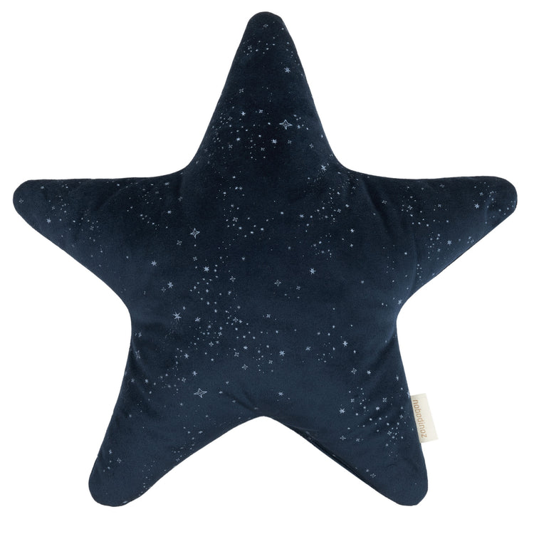 VELVET. Eco-Velvet Star Cushion Night Blue Silver Milky Way