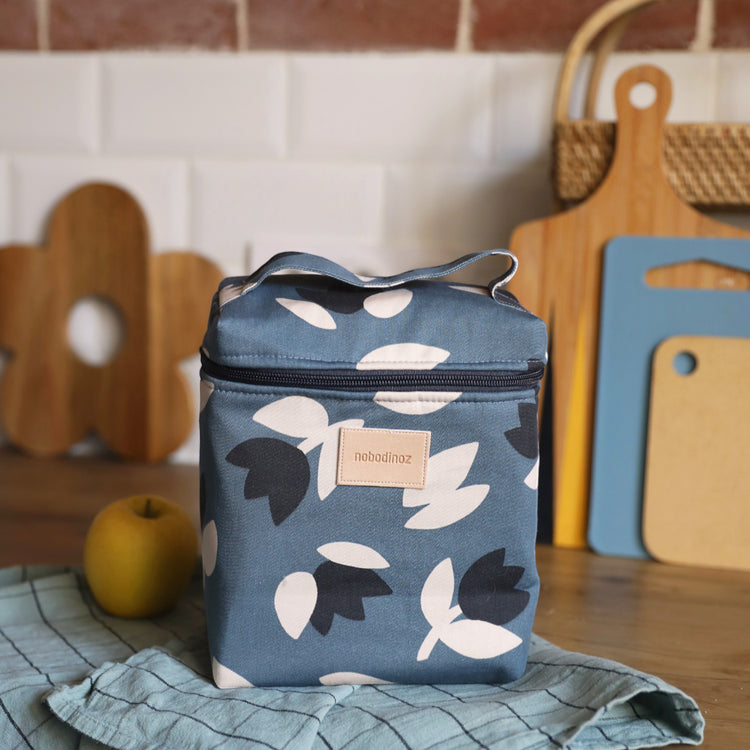 HYDE PARK. Insulated baby bottle and lunch bag Blue Black Tulips