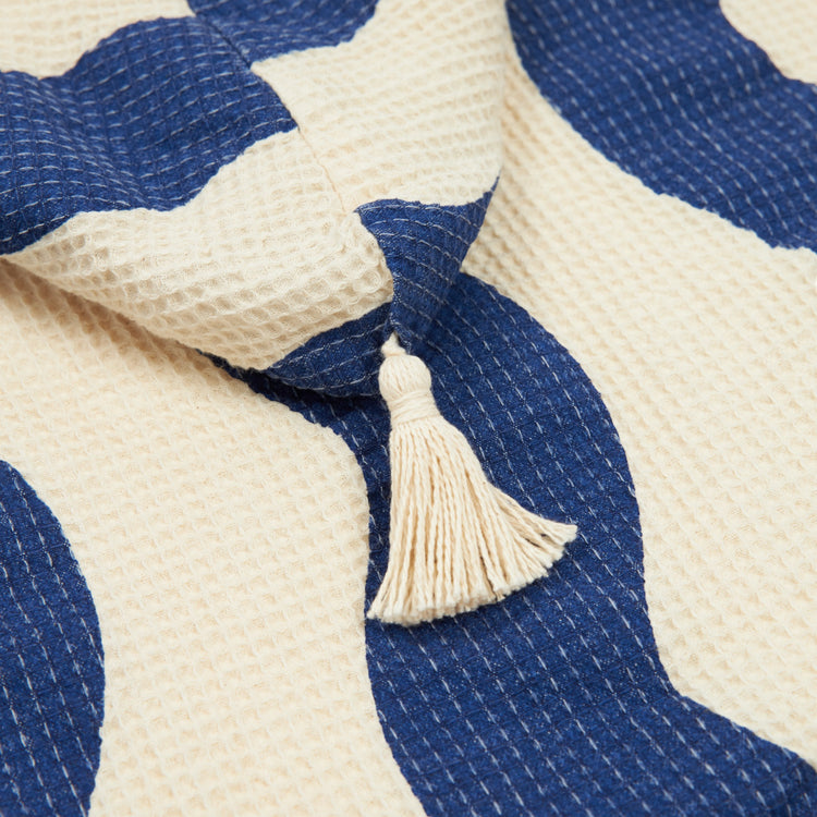 PORTOFINO. Beach poncho with cotton gauze lining Portofino Blue Waves Waffle 6-9 years