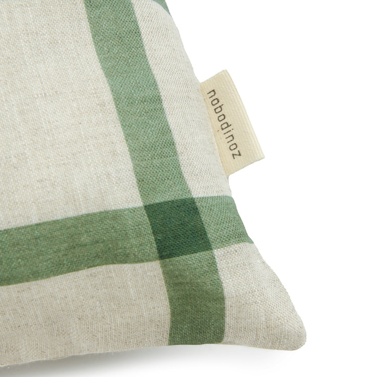 VIBES. Rectangular cushion linen Green Windowpane Bird 44x25 M