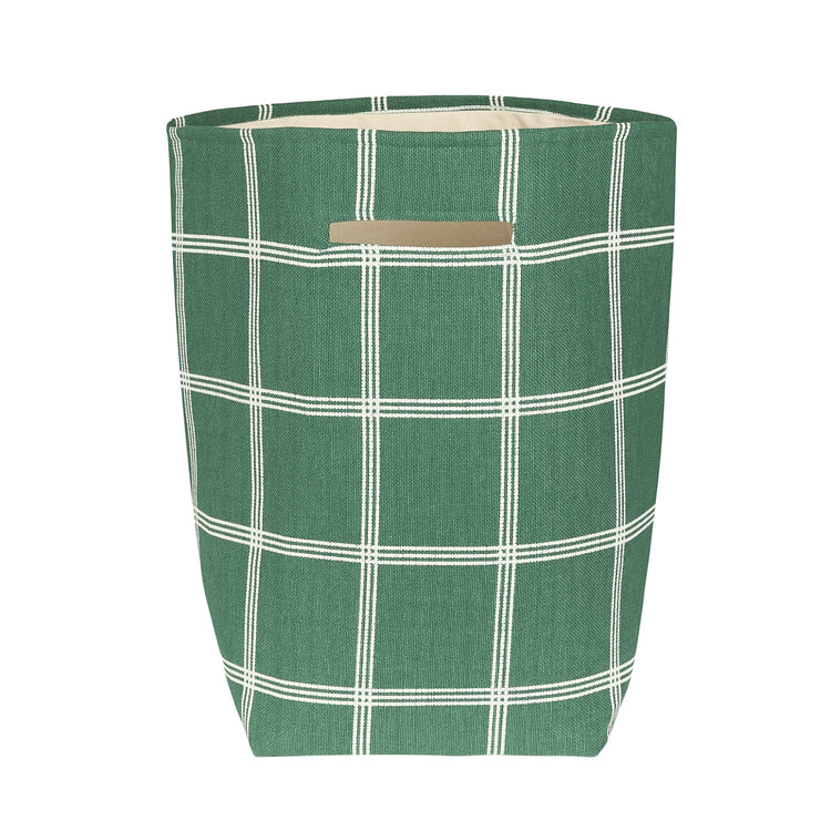 VIBES. Large storage basket Green White Windowpane 44x56x28