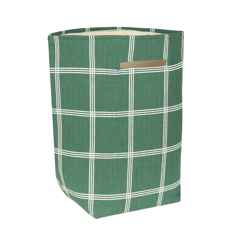 VIBES. Large storage basket Green White Windowpane 44x56x28