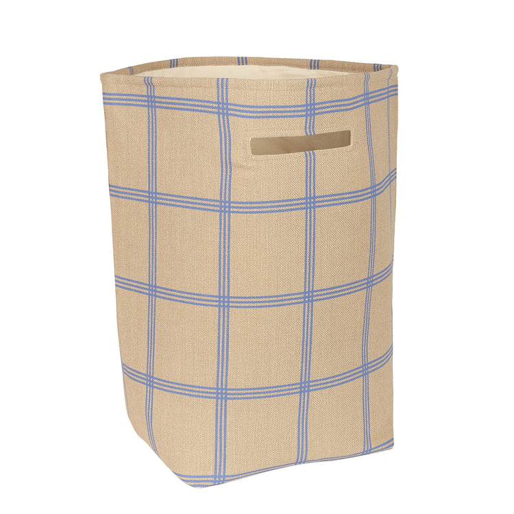 VIBES. Large storage basket Brown Blue Windowpane 44x56x28