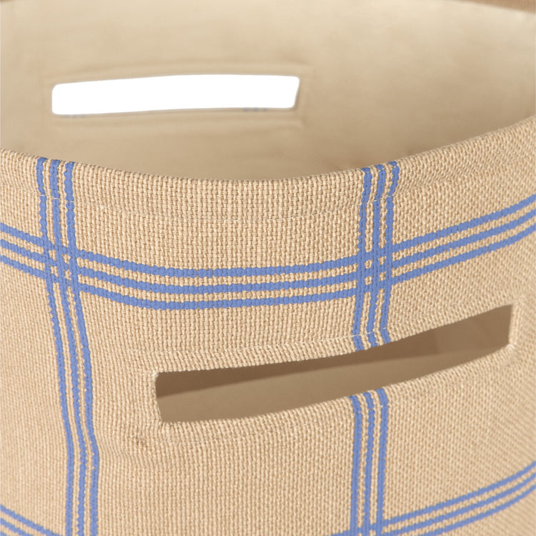 VIBES. Large storage basket Brown Blue Windowpane 44x56x28