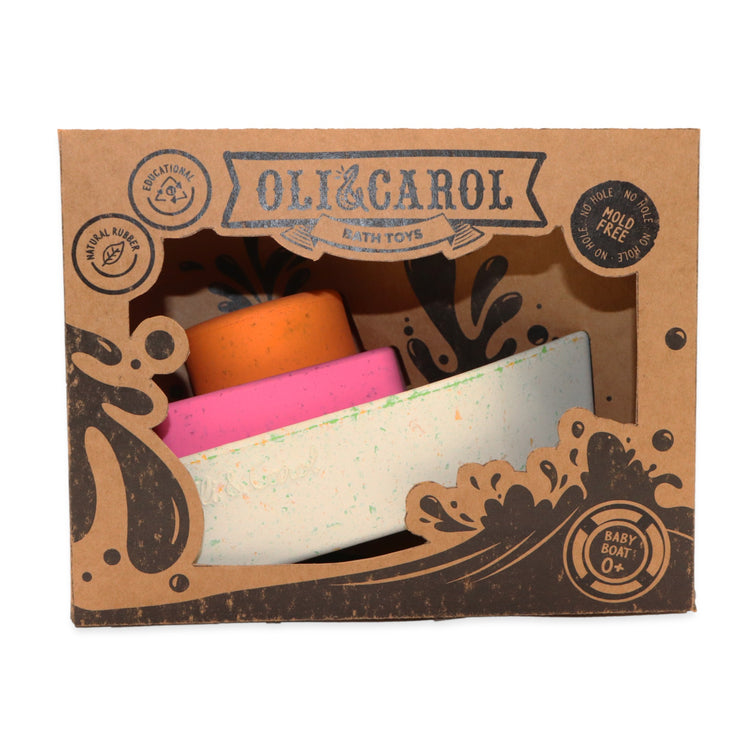 OLI&CAROL. Upcycled Rubber Bath Toy Boat Orange