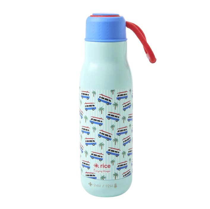 RICE. Stainless Steel Drinking Bottle with Cars Print