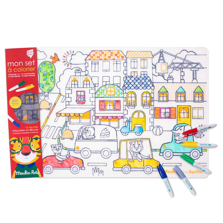 SUPER PETIT & MOULIN ROTY. Colouring placemat Les Popipop