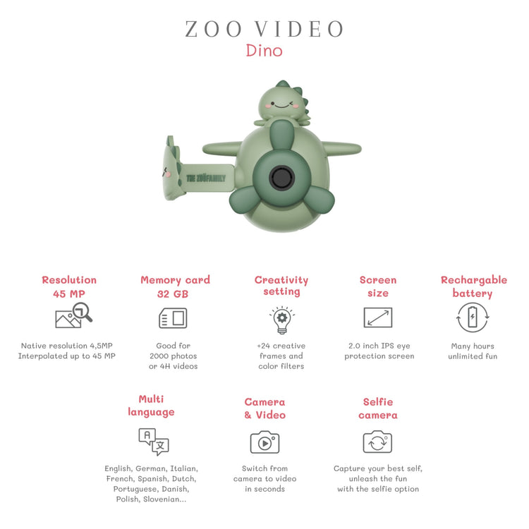 ZOO FAMILY. Zoo video camera Dino green