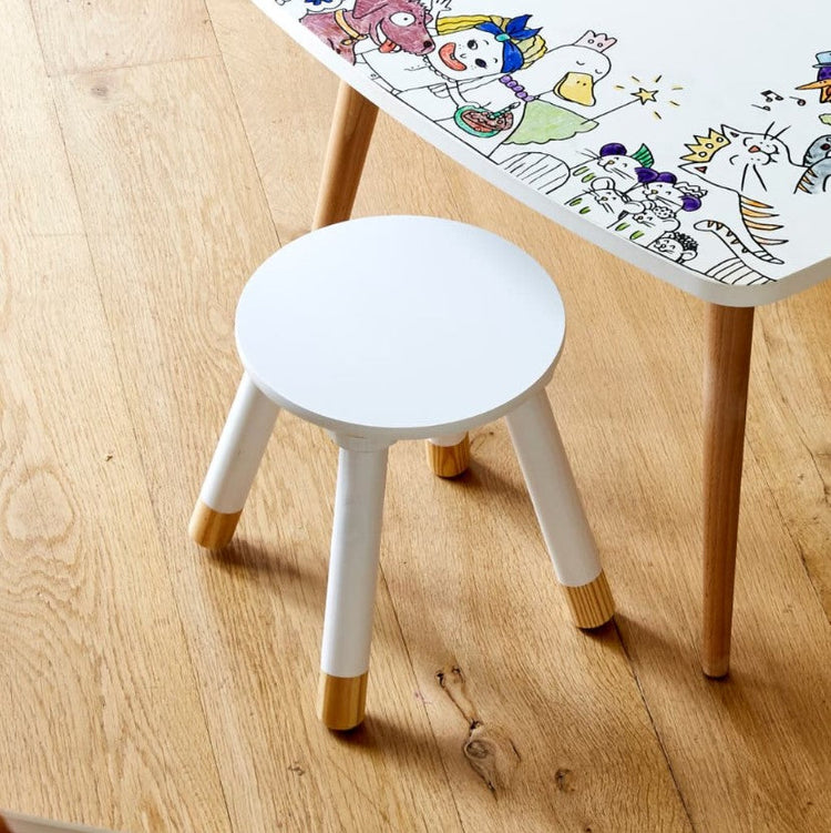 DB KIDS. Wooden colouring & activity table + 2 Stools The Forest