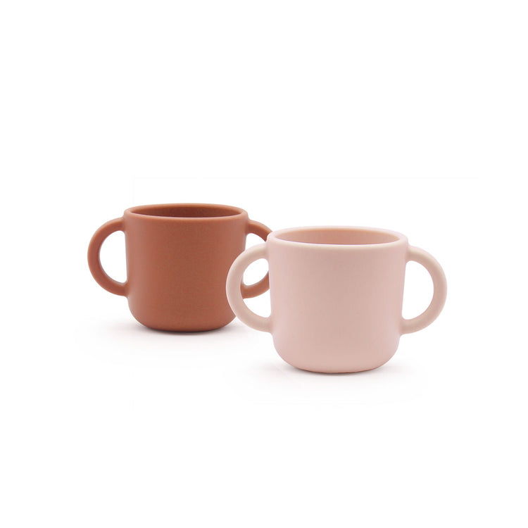 EKOBO. Set of 2 premium silicone cups for kids (pink/terracotta)