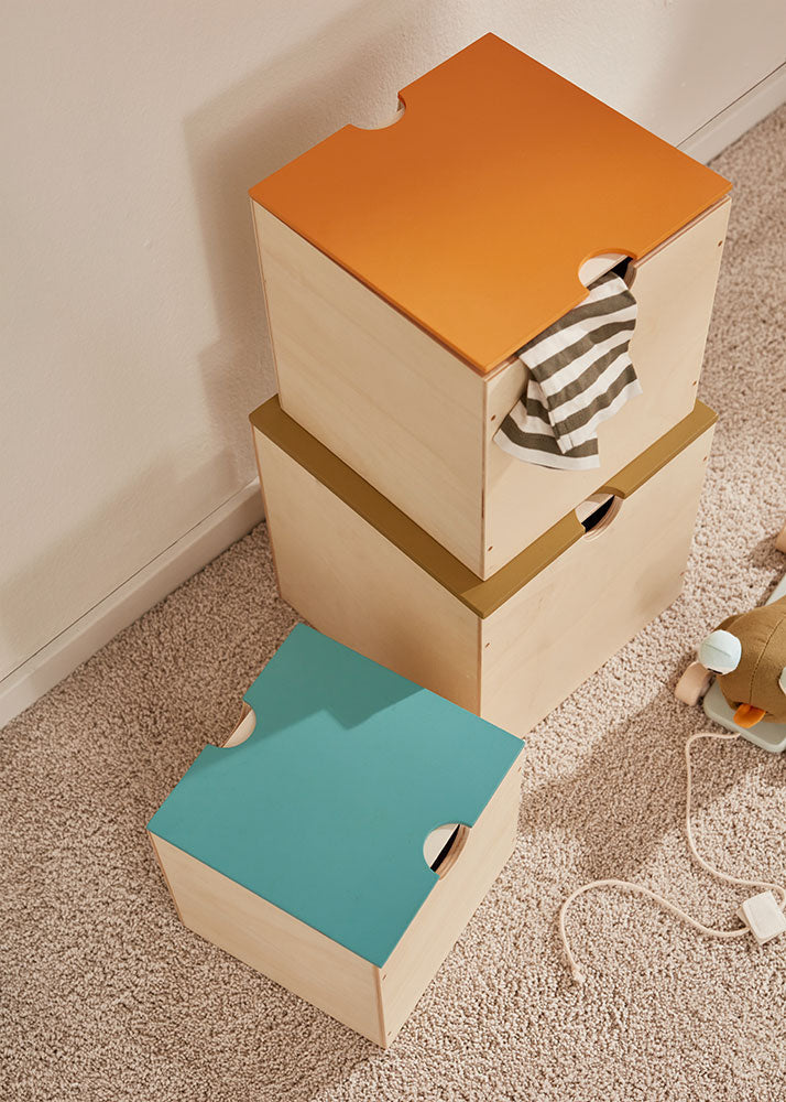 KIDS CONCEPT. Σετ 3 επιτραπέζια παιχνίδια σε ξύλινα κουτιά αποθήκευσης