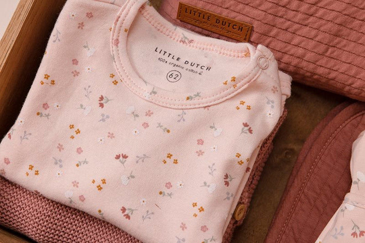 LITTLE DUTCH. Bodysuit long sleeves Little Pink Flowers - 50/56