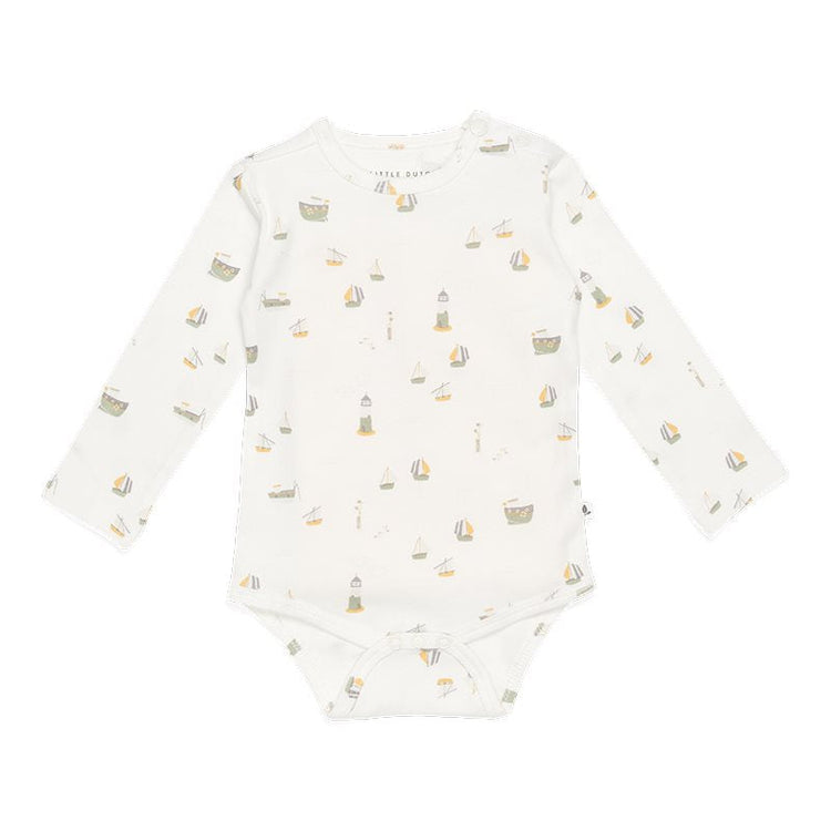 LITTLE DUTCH. Bodysuit long sleeves Sailors Bay White