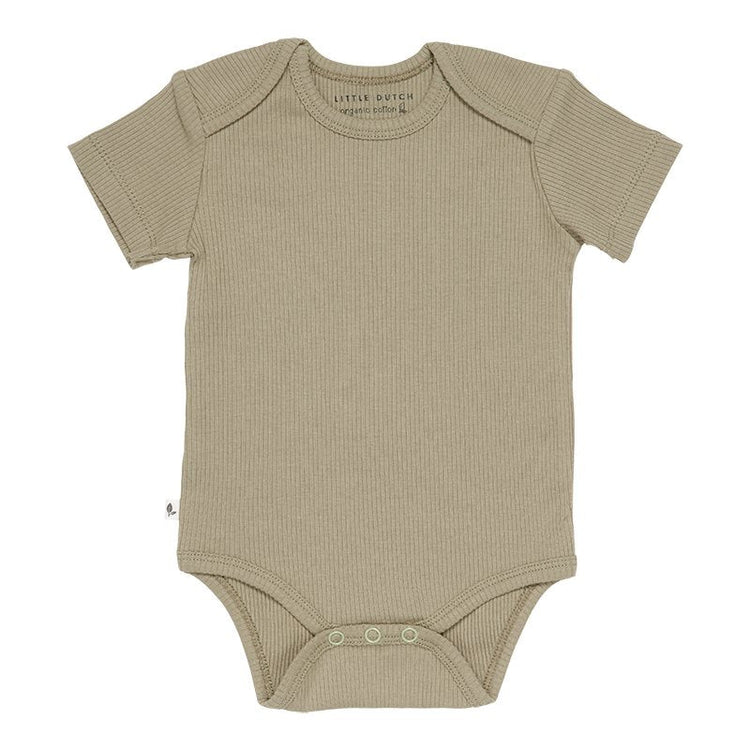 LITTLE DUTCH. Bodysuit short sleeves Rib Olive - 50/56