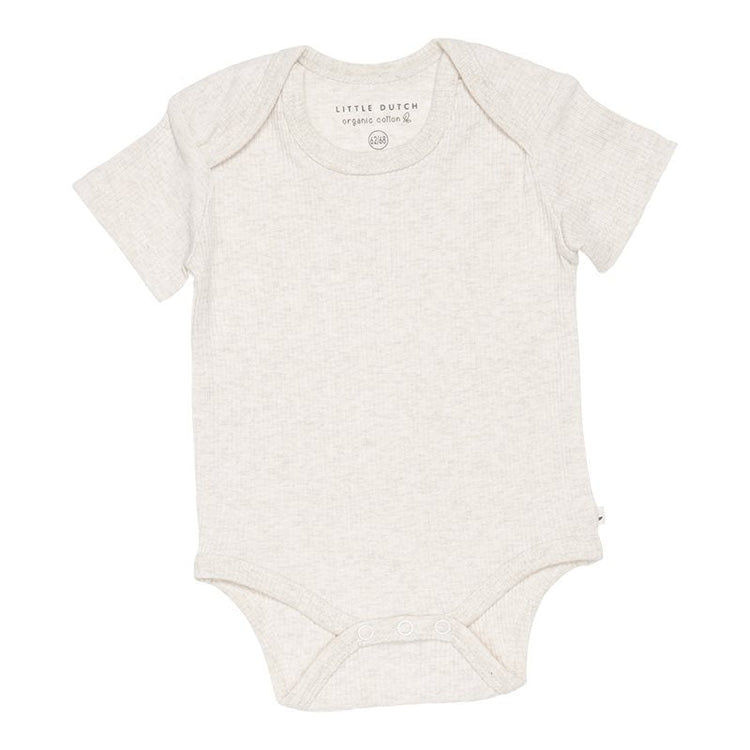 LITTLE DUTCH. Bodysuit short sleeves Rib Sand - 62/68