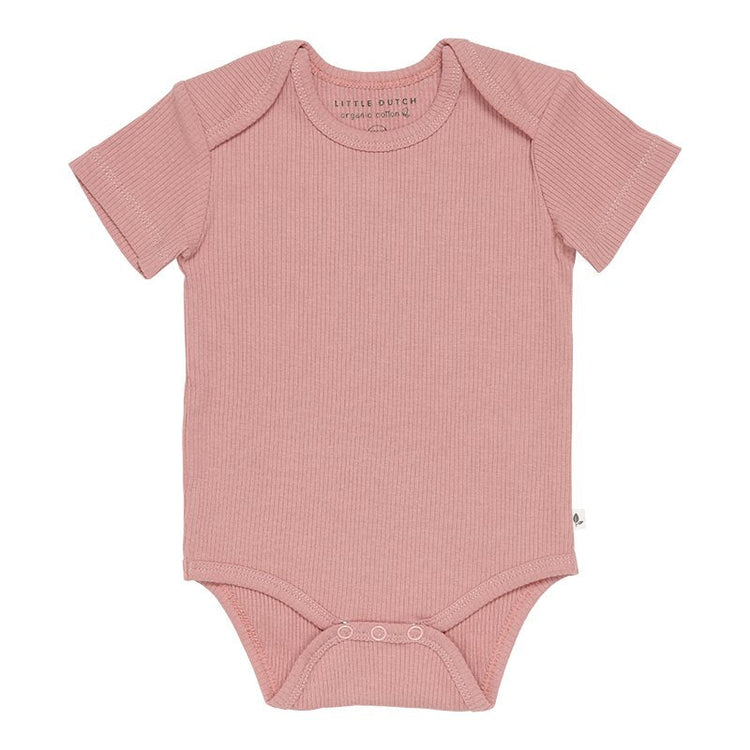 LITTLE DUTCH. Bodysuit short sleeves Rib Vintage Pink- 62/68