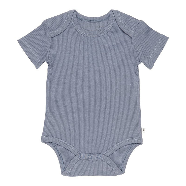 LITTLE DUTCH. Bodysuit short sleeves Rib Blue - 74/80