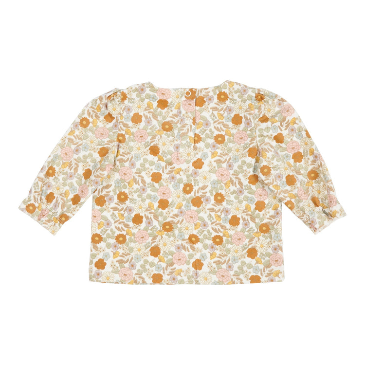 LITTLE DUTCH. Corduroy t-shirt long puffed sleeves Vintage Little Flowers